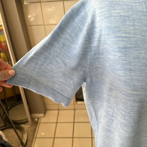 Banana Republic extra fine Marino wool size large baby blue pullover sweater NWT - Picture 4 of 7